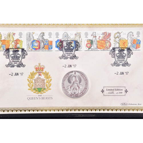 114 - A collection of commemorative coin covers and stamp collections, including a Queen Elizabeth II 65th... 