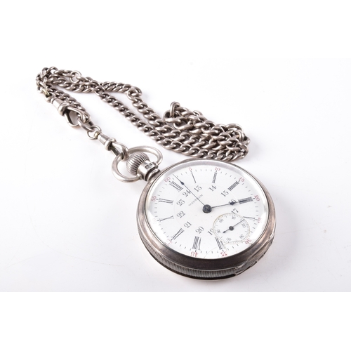122 - A George V silver Waltham pocket watch hallmarked for Birmingham 1927 by Dennison Watch Case Co, sus... 