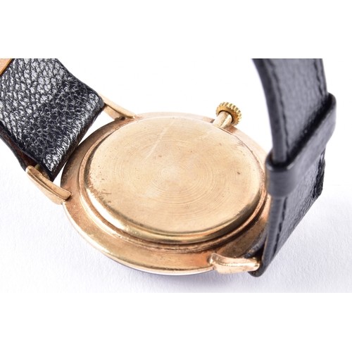 125 - A Longines 9ct yellow gold wristwatch, the black dial with gilt baton hour markers and subsidiary se... 