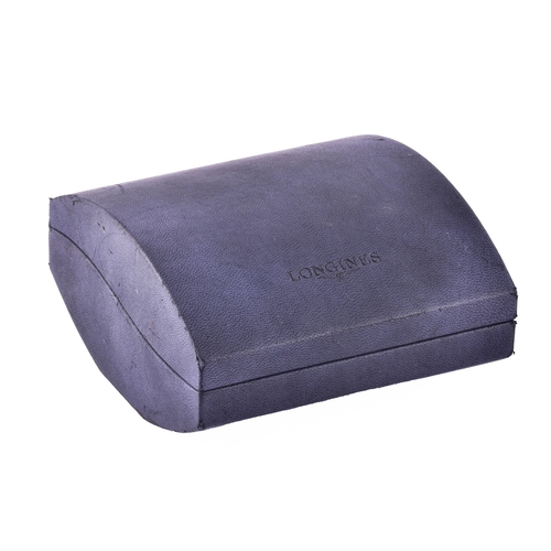 126 - A Longines gold plated quartz wristwatch, the circular white dial with Roman numerals and baton hour... 