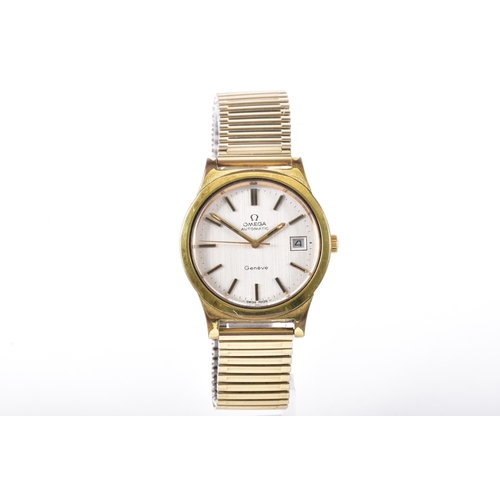 129 - A 1970's Omega Geneve Automatic gold plated wristwatch, reference 166 0168, the silvered dial with b... 