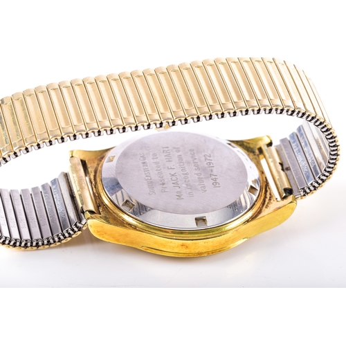 129 - A 1970's Omega Geneve Automatic gold plated wristwatch, reference 166 0168, the silvered dial with b... 