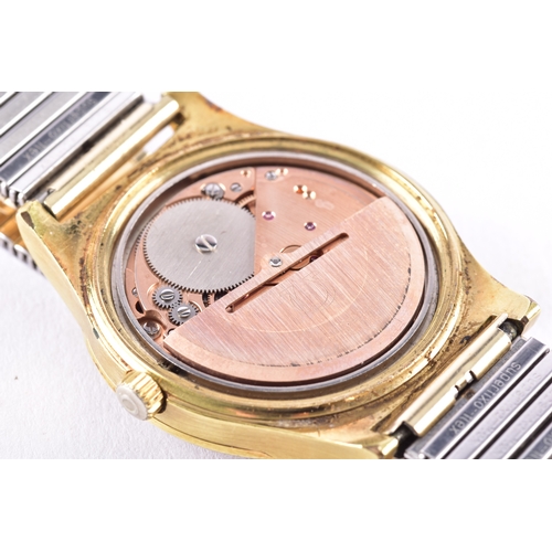 129 - A 1970's Omega Geneve Automatic gold plated wristwatch, reference 166 0168, the silvered dial with b... 