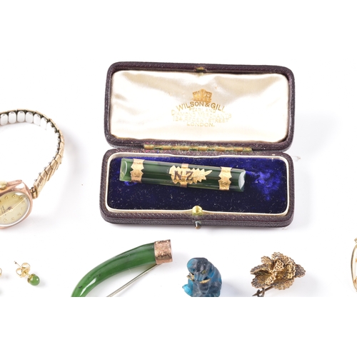 45 - Group of jewellery, including a 14ct yellow gold opal pendant, a vintage H.Samuel vintage ladies wri... 