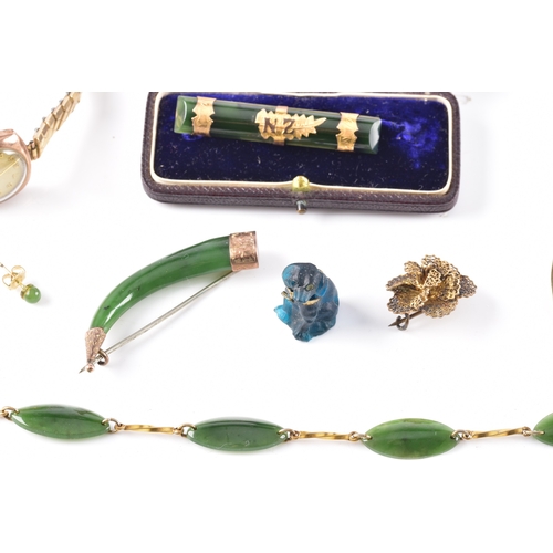 45 - Group of jewellery, including a 14ct yellow gold opal pendant, a vintage H.Samuel vintage ladies wri... 