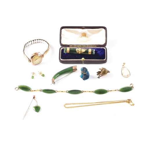 45 - Group of jewellery, including a 14ct yellow gold opal pendant, a vintage H.Samuel vintage ladies wri... 