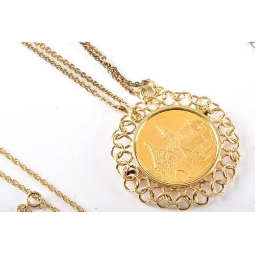 13 - Group of gold chains, including a 9ct yellow gold flat curb link chain, 45 cm long, a 9ct paperclip ... 