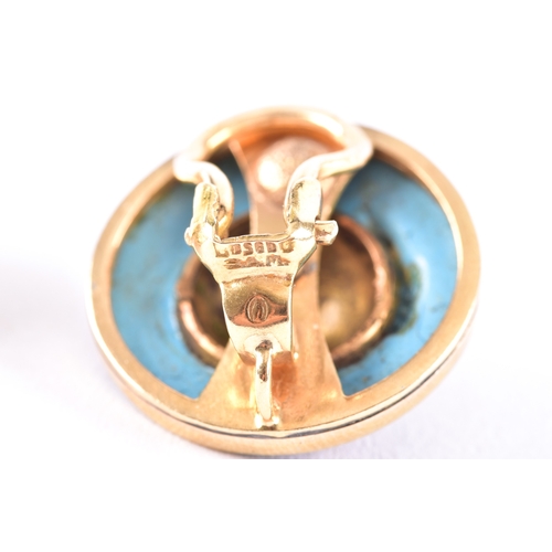7 - A pair of late 19th / early 20th century French enamel and 18ct gold clip earrings by Strauss, Allar... 