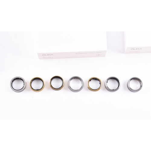 43 - A collection of Oura smart fitness rings, and a Samsung smart ring, untested, but most appear to cha... 
