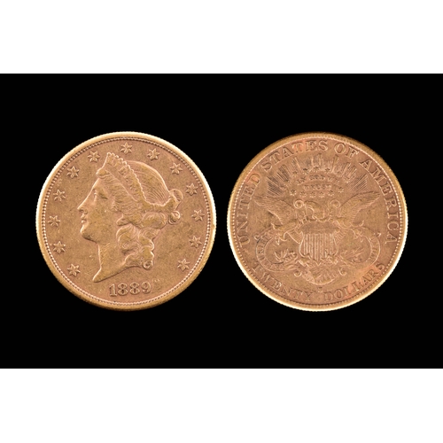 A United States 20 dollar Liberty head double eagle gold coin 1889.