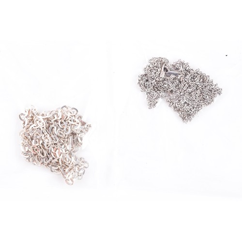 56 - A large collection of silver chains and bracelets, featuring an array of link styles and lengths, 24... 