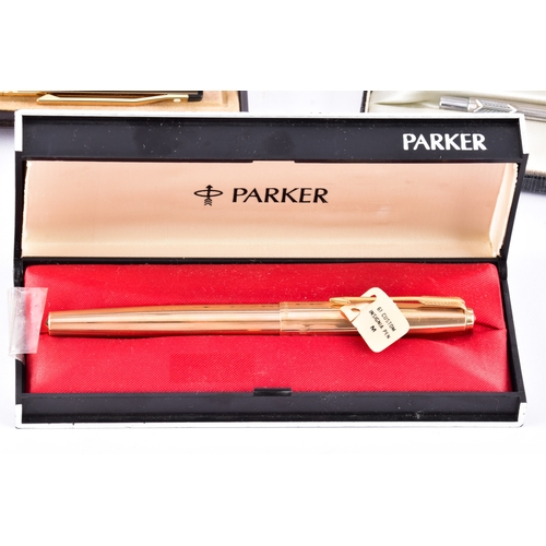 27 - A collection of vintage fountain pens, ballpoint pens and propelling pencils, including Parker, Shea... 