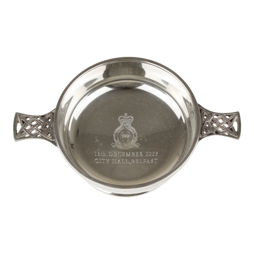 SILVER PLATED TWO HANDLED QUAICH. RAISED ON A CIRCULAR FOOT. H: 2 ...