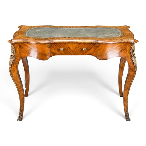 VICTORIAN WALNUT LADIES DESK. WITH TOOLED LEATHER TOP. FITTED WITH ONE ...