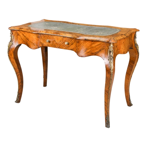 VICTORIAN WALNUT LADIES DESK. WITH TOOLED LEATHER TOP. FITTED WITH ONE ...