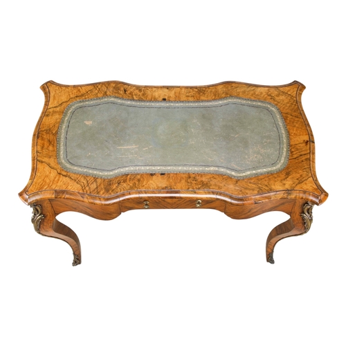 VICTORIAN WALNUT LADIES DESK. WITH TOOLED LEATHER TOP. FITTED WITH ONE ...