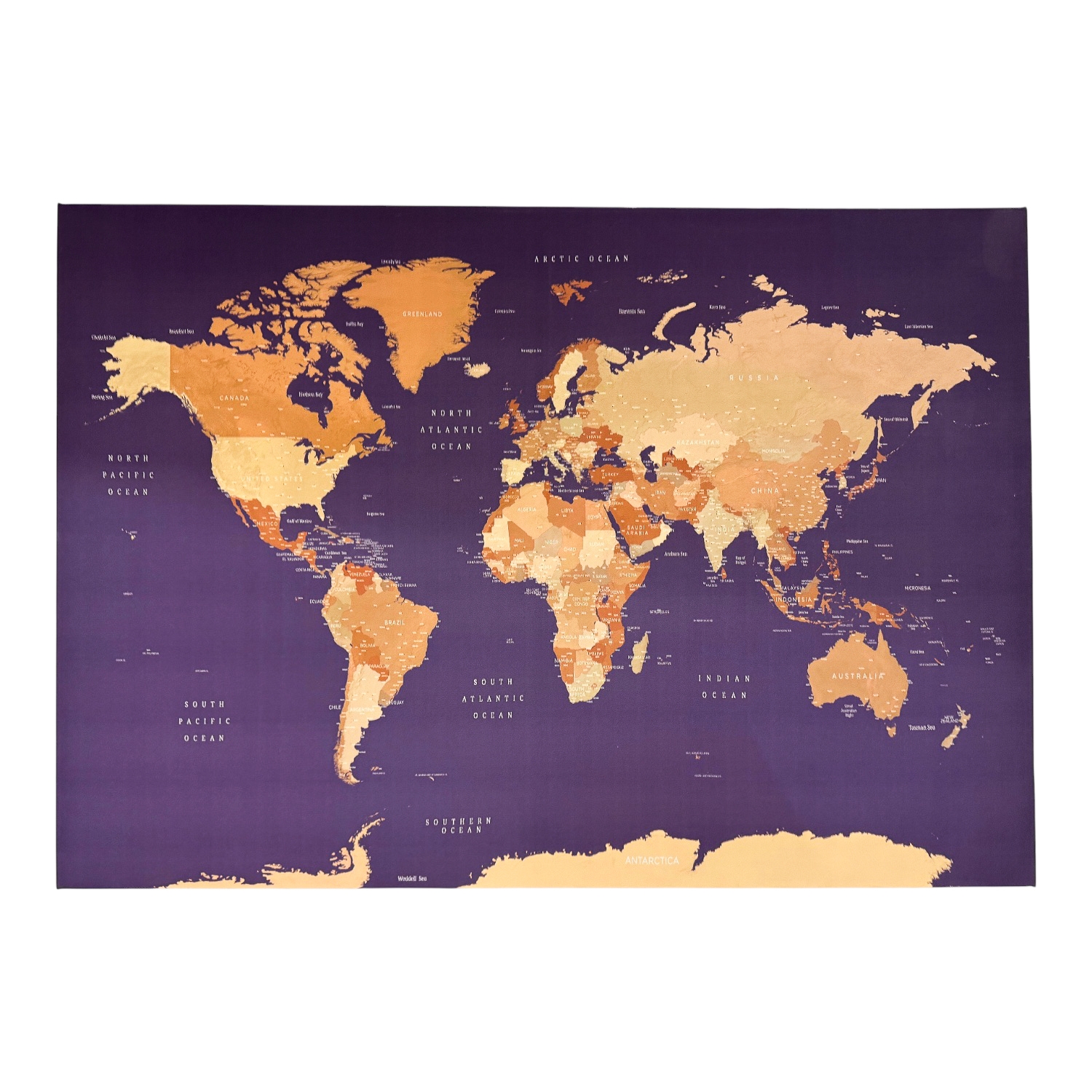 LARGE PRINT OF WORLD MAP ON CANVAS, H:27.5