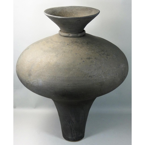 100 - Diane Cross (British contemporary), an exceptionally large grey vase of baluster form, with flared r... 