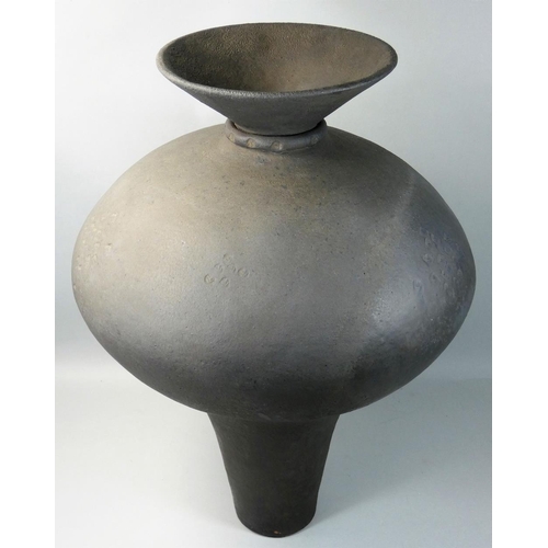 101 - Diane Cross (British contemporary), an exceptionally large grey vase of baluster form, with flared r... 