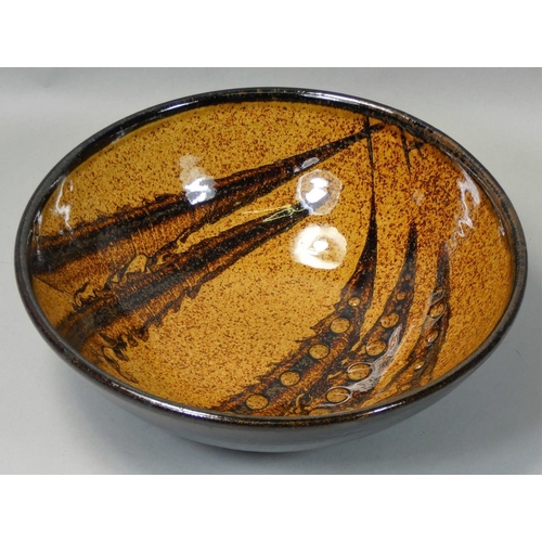 106 - Peter Dick (1936 - 2012), an earthenware bowl for Coxwold Pottery, abstract barnacle pattern to the ... 