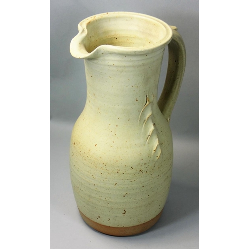 112 - Ray Finch (1914 - 2012), a large stoneware jug for Winchcombe Pottery, with ribbed neck and mottled ... 