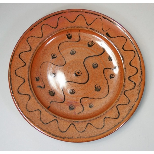 113 - Ray Finch (1914 - 2012), a large wood fired stoneware platter for Winchcombe Pottery, decorated with... 