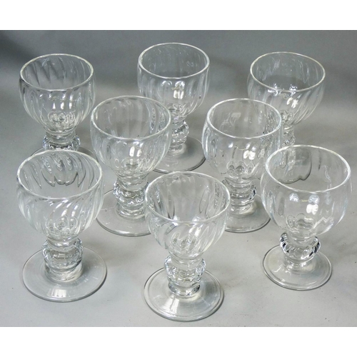 119 - Deborah Fladgate (b.1957), a set of eight wine glasses with knopped stems, each incised and numbered... 