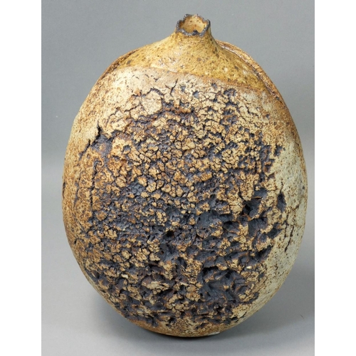 124 - G.W.C. (Pen-y-Bryn Ceramics), a textured pottery seed pot vase, stamped, height 21cm.