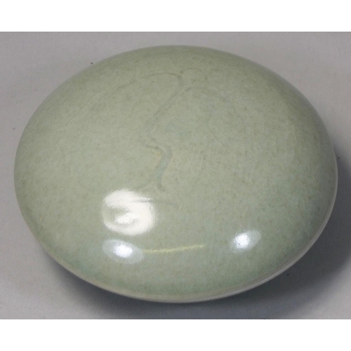 146 - David Leach OBE (1911 - 2005), a stoneware lidded container, with pale blue celadon glaze and incise... 