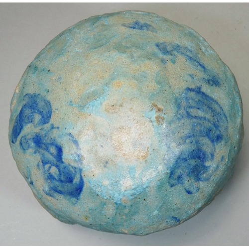 147 - Martin Lewis, a pale blue stoneware bowl of irregular form, no makers mark, diameter 23cm, height 18... 