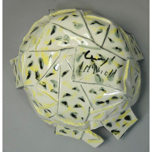 156 - Carol McNicoll (b.1943), an unusual bowl with interwoven rectangles, signed to the base, diameter 19... 