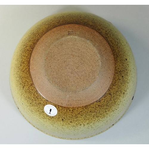 17 - David Lloyd Jones (1928 - 1994), a large stoneware bowl, oatmeal glaze, impressed early mark, diamet... 