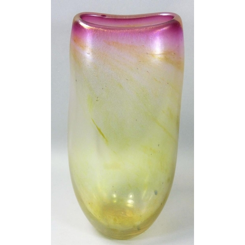 171 - Nick Orsler, a contemporary studio glass vase with purple elliptical rim, etched signature to the ba... 