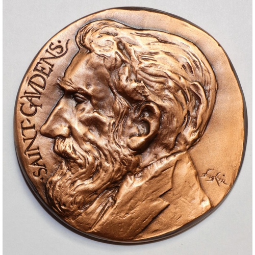 195 - British Art Medal Society, Leonard Baskin, Saint Gaudens/Eakins, 1988, bronze, edition of 50, cast b... 