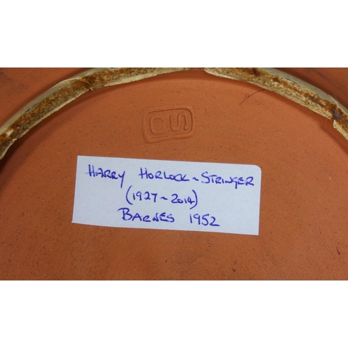 24 - Harry Horlock-Stringer (1927-2014), an ebonised dish with inset floral pattern motif, Barnes, dated ... 