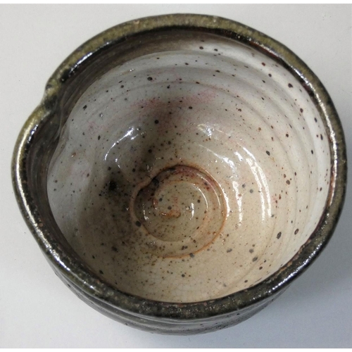 63 - Charles Bound (b.1939), an abstract pattern stoneware bowl, impressed mark, diameter 11cm.