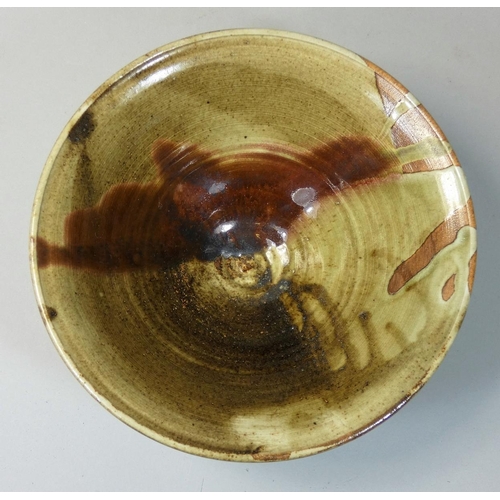 64 - Charles Bound (b.1939), a large abstract pattern stoneware bowl, impressed mark, diameter 22cm.