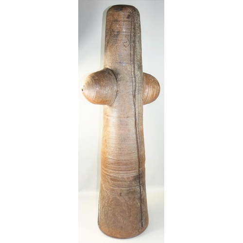 74 - Charles Bound (b.1939), a large stoneware work of art in the form of a totem, with incised decoratio... 