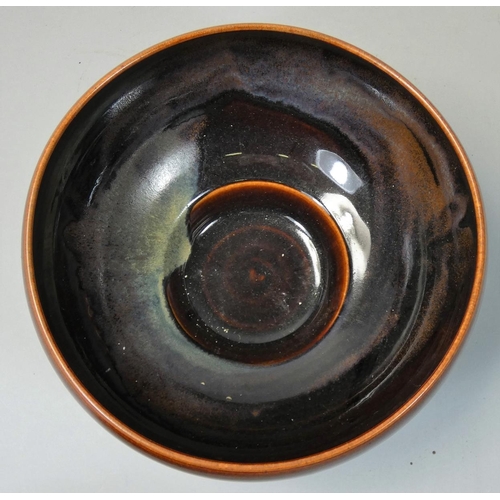 90 - Chris Carter (b.1945), a porcelain brown glazed bowl, no makers mark, diameter 20.5cm.