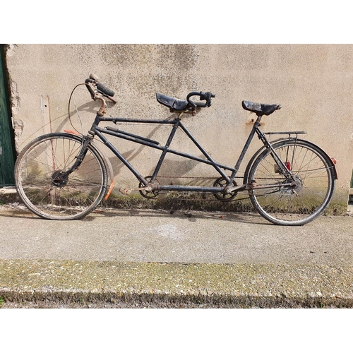 100 - Hercules, a ladies and gentleman's tandem, c.1930's, with 3 speed Sturmey Archer rear hub, front and... 