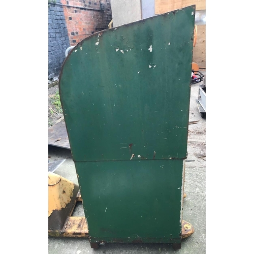 75 - A vintage oil dispenser cabinet, painted in Castrol colours, the sliding door opening to reveal two ... 