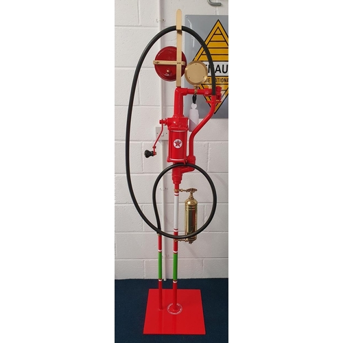 76 - A vintage style Baelz American petrol pump, hand made and powder coated in Texaco colours, height 17... 