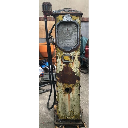 77 - A vintage Wayne petrol pump, in need of restoration, the internals appear complete, 188 x 56 x 46 cm... 