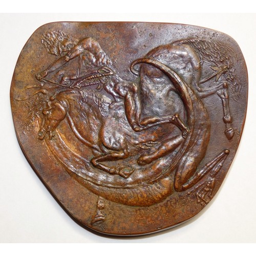 192 - British Art Medal Society, Nicola Moss (b.1962), St. George and the dragon, 1986, bronze, about 11cm... 