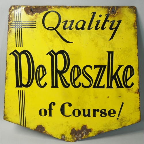 20A - A vitreous enamel double sided advertising sign, Quality DeReszke of course, Mines a Minor, 38 x 38 ... 