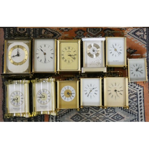 63A - A variety of carriage clocks mainly quartz.