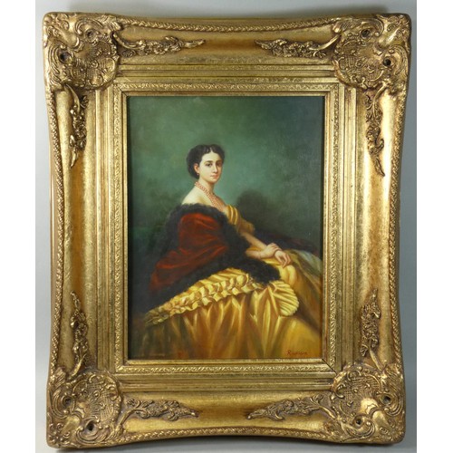 R. Wilson contemporary portrait of a 19th century lady in a