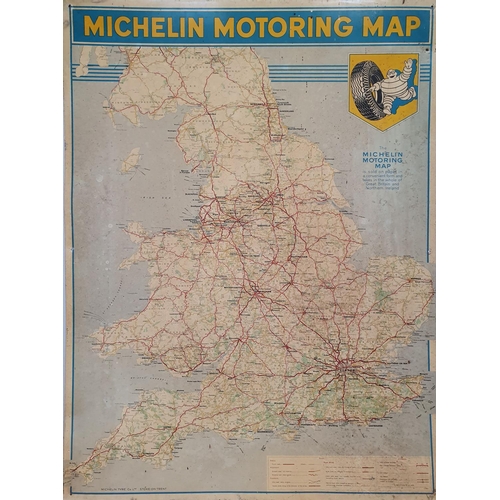 14 - A Michelin Motoring Map, pre motorway system, lithograph on tine, 81 x 58 cm.