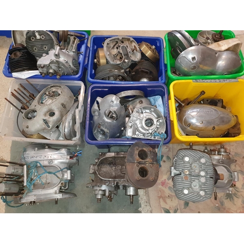 96 - A quantity of Villiers Type 2T engine parts, including three-part engines (6 boxes, 3-part engines a... 