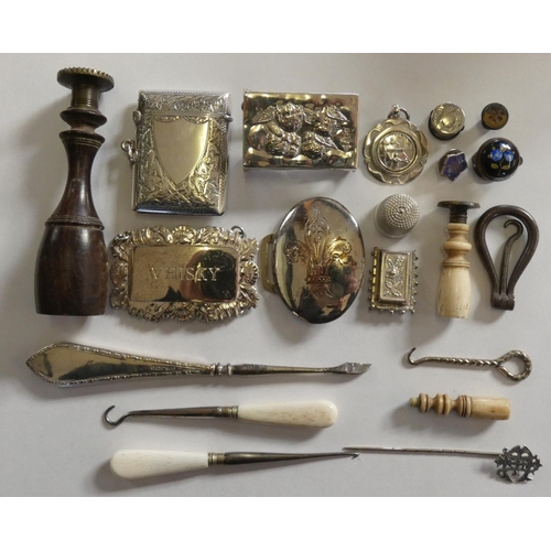103 - An Edwardian silver vesta case, Chester 1903 and various silver and other wares.